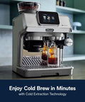 Side view of La Specialista Touch Espresso Machine With Grinder And Milk Frother For Home Barista Quality Brews Cold Brew