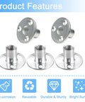 5Pcs M12 Brad Hole Tee Nuts Zinc Plated Carbon Steel 3 Hole Round Base Screw In T Nuts For Wood Furniture Flange Insert Female Thread Hardware Rust Resistant And Rugged For Outdoor And Indoor Wood Projects DIY Friendly shown front view.