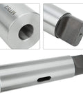 MT5 to MT2 taper reducing drill sleeve, machined steel, front view showing MT5 bore