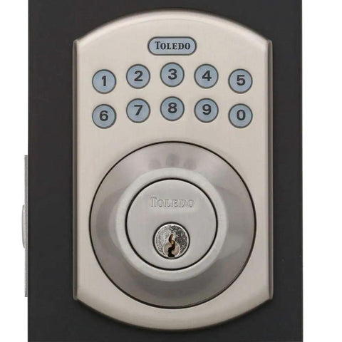 Refurbished Keyless Electronic Deadbolt With Remote For Home Security Single Cylinder Smart Door Lock Easy Install Dope Convenience Ready To Go Right Now close-up.