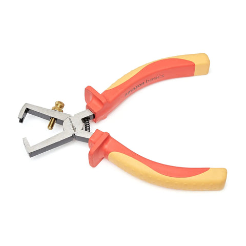 1000 Volt VDE Insulated End Wire Stripping Pliers 6 Inch with drop forged CRV steel and beefy grip on white background