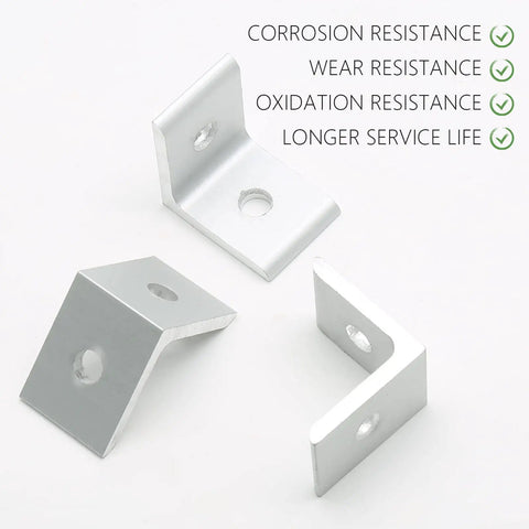 10Pcs 3030 Inside Corner Bracket Gusset For Aluminum Extrusion Silver 2 Hole L Bracket Connector With 6mm Slot Durable Aluminum
