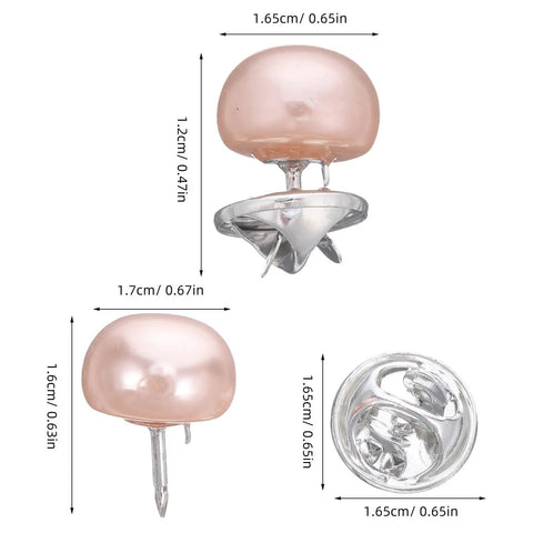 25Pcs No Sew Faux Pearl Brooch Pins detachable sweater clips with exact dimensions for precise fit and stylish security.