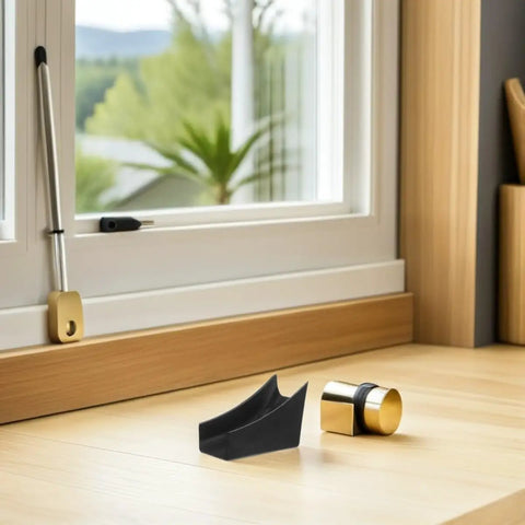U Shaped Chair Foot Pads With Screws Non Slip Rectangle Chair Leg Covers on wooden floor near window