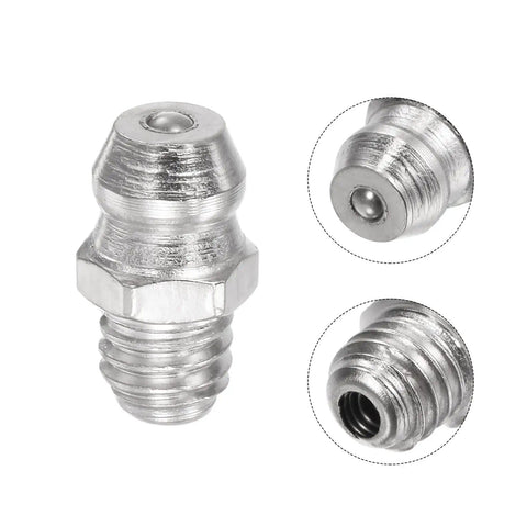 Nickel Plated Iron Straight Grease Fitting M6 x 1mm Thread Hydraulic Grease Fittings Set 100 Pcs Built To Last