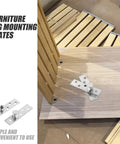 Two Pairs Stainless Steel Pivot Hinges, 360 Degree Rotatable Concealed Door Hinges, Hidden Door Pivot Hinge For 20-40mm Planks, Built Tough Silver Finish, Smooth, Quiet Door Movement mounted on wood
