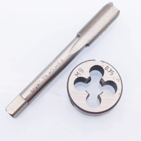 M9 X 0.75mm Tap And Die Set Right Hand Metric Thread For Precision Threading, 71mm Tap Length, 25mm Die OD, 9mm Die, High Speed Steel Quality, Ideal DIY And Professional Machining Kit For Repairs And Custom Projects