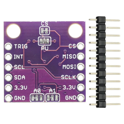 Front view of Compact Digital 3D Hall Sensor Module for No Contact Linear Displacement with I2C and SPI Outputs