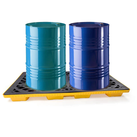 2-Barrel Modular Leach Control Platform Spill Containment With Grating And Forklift Pockets, 48 By 24 By 4 Inches, 2000 Lb Capacity