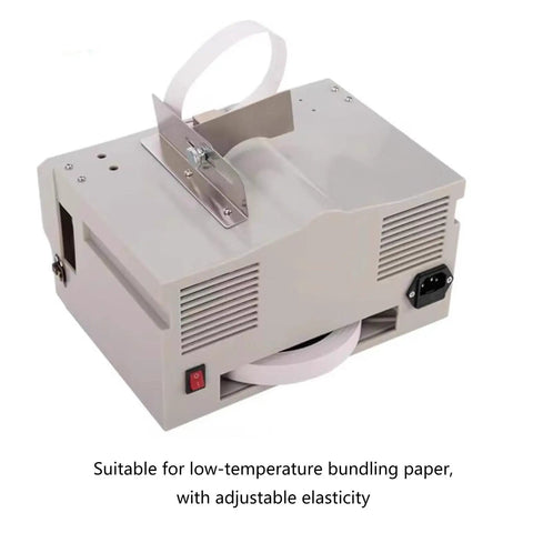 Compact Automatic Paper Strapping Machine With Counting Function, featuring adjustable tightness and bonding temperature settings.