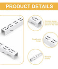 Close-up of Four Pack 25 Inch Adjustable Closet Track Shelving System Rails with notched and double slot design