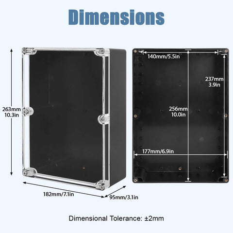 Rock Solid Ip65 Waterproof Project Box Abs Plastic Electronic Enclosure Tough As Nails Junction Case display dimensions 10.3x7.1x3.7 inches