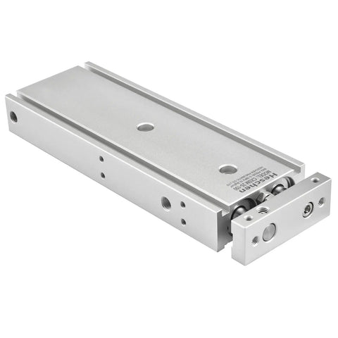 Front view of Dual Rod Pneumatic Cylinder 25mm Bore 150mm Stroke Guided Actuator With Magnet PT One Eighth Port Double Acting High Thrust
