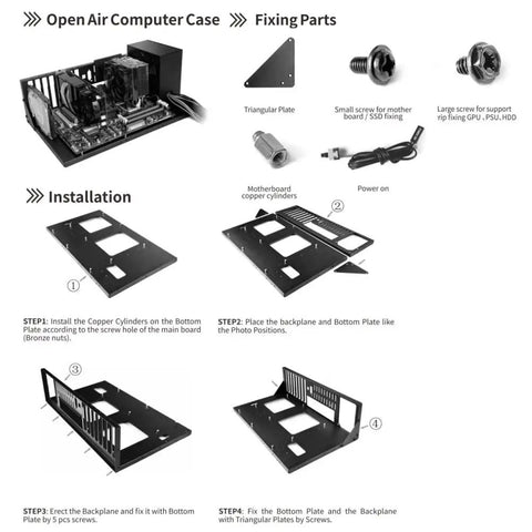 Open Frame Gaming PC Case For ATX And ITX Motherboards DIY Friendly 305 By 245Mm Fit One SSD And One HDD Bay Open Chassis Rack Design