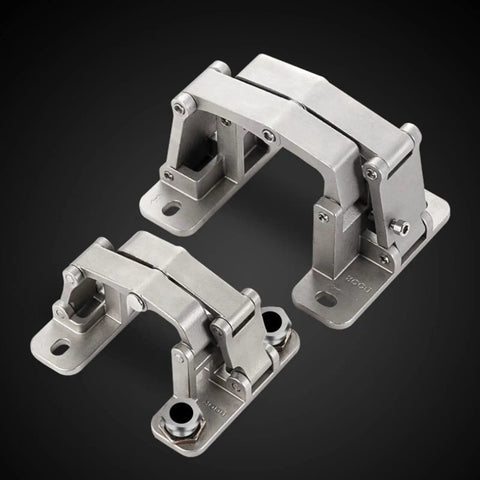 Heavy Duty Concealed Door Hinge With Silent Hydraulic Buffer For Fire Doors And Load Bearing Wood Or Aluminum Frames Soft Close Durable Steel Plate Base Ideal For Modern Interiors shown at an angled view.