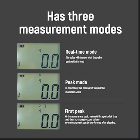 Portable Push Pull Force Gauge For Quick Tension Testing Battery Powered Mini Dynamometer With Built In Sensor 50 To 500N, three modes display