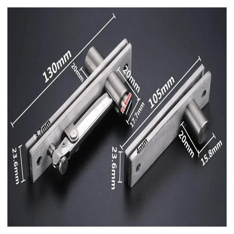 Premium Heavy Duty 360 Degree Concealed Pivot Hinge Made From Superior Stainless Steel dimensions with measurements on black background.
