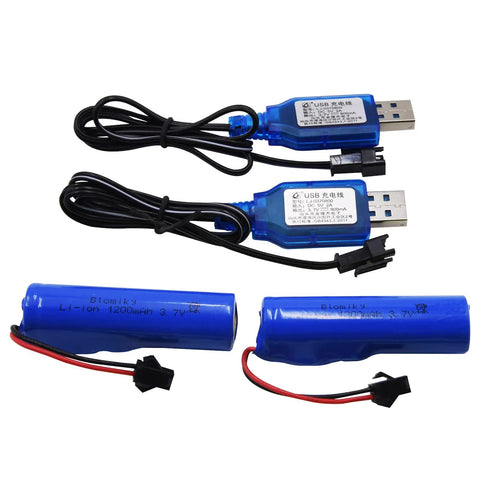 Monster Power 3.7V 1200mAh Li Ion RC Battery Pack Dual Pack With SM2P Plug And USB Cable for remote control cars and trucks