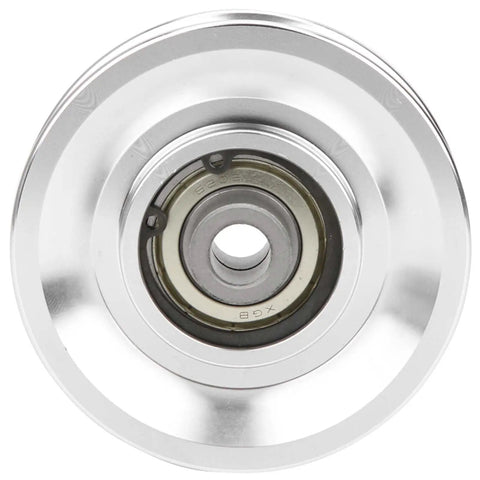 Heavy Duty Aluminum Alloy Pulley For Gym Cable Machine Strength Training Fitness Hardware With 10.5mm Inner Diameter front view with bearing.