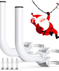 Top Shelf Universal Wireless Bridge Mount Bracket For Outdoor Wifi Extenders And Cpe Antennas Heavy Duty Pole Mount, white steel arms with mounting hardware.