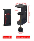 Side view of Heavy Duty 3 Inch C Clamp 2 Pack With Four Hole Back, adjustable desk clamp dimensions, non-slip pads visible