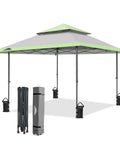 13x13 Straight Leg Pop Up Canopy Tent No Fuss One Person Setup, 169 Sq Ft Shade, gray shelter with frame and carry bag