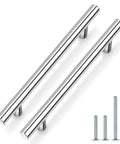 5 Pack Chrome Kitchen Cabinet Pulls Euro T Bar Handles Polished Chrome Dresser Drawer Pulls 6.3 Inch Hole Centers