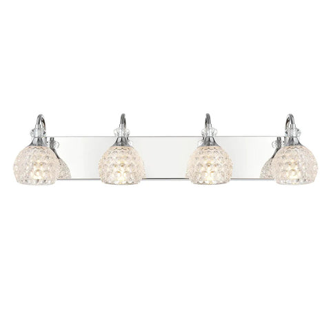 Chrome Vanity Lights For Bathroom Over Mirror, Modern Crystal Orb Vanity Light Fixtures, 4 Light Bar With Jewel Crystal Shades, Above Mirror Illumination, Durable Chrome Finish, Length 28.1 Inches, Elegant And Bright
