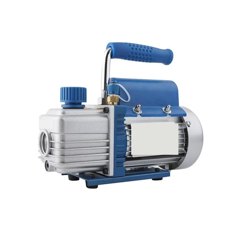 Pro Grade Heavy Duty Single Stage Rotary Vane Vacuum Pump For Refrigerant Hvac Service With High Flow Rate, silver and blue design.
