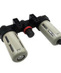 Three Unit FRL Air Treatment Setup Kit With Filters For Compressed Air Lines Includes Filter Regulator Lubricator Assembly