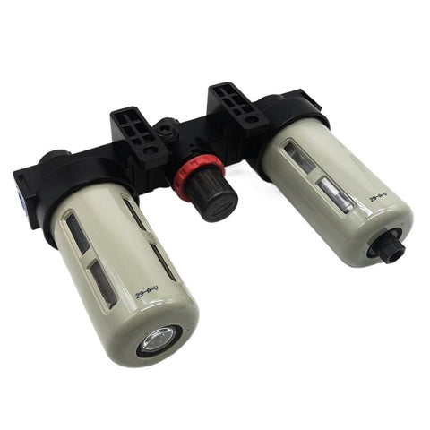 Three Unit FRL Air Treatment Setup Kit With Filters For Compressed Air Lines Includes Filter Regulator Lubricator Assembly