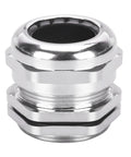 Front view of Set Of Two M40 Cable Glands Built Tough In Nickel Plated Brass For Waterproof IP68 Sealed Joints With Adjustable Cord Grip.