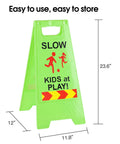Slow Kids At Play Signs For Street Double Sided With Reflective Tape High Visibility Children At Play Safety Sign 2 Pack Green