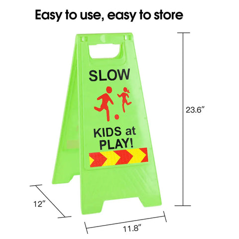 Slow Kids At Play Signs For Street Double Sided With Reflective Tape High Visibility Children At Play Safety Sign 2 Pack Green