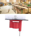 Heavy Duty Router Lift Kit With Smooth Turning Crank Handle And Rust Resistant Aluminum Base Plate For Precision Woodworking and Table Saw Inserts mounted on a workbench with visible workshop background.