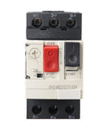 Badass GV2-ME Motor Protection Circuit Breaker With Push Button Reset, 3 Pole Thermal Magnetic MPCB For Robust Motors, Me22C 20-25 A Rating, front view showing controls.