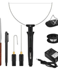 Cooltop 18W hot-wire foam cutter kit; black handheld unit with wires, cleaning pen, and power adapter (front view)
