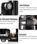 Close-up of 10 Piece Black Plastic V Groove Ball Bearing Wheels For 3D Printer showing detailed design and material features.