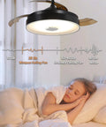 Dope Retractable Bluetooth Ceiling Fan With Light And Speaker, 42 Inch, above sleeping child, noise comparison chart
