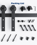 4 Ft Sliding Barn Door Hardware Track Kit For 24 Inch Wide Single Door, Ultra Quiet Glide With Ball Bearing Rollers components
