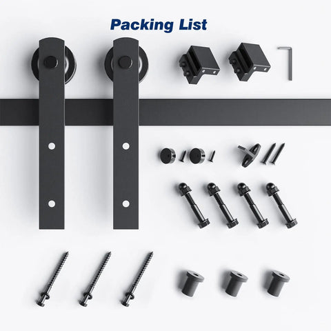 4 Ft Sliding Barn Door Hardware Track Kit For 24 Inch Wide Single Door, Ultra Quiet Glide With Ball Bearing Rollers components