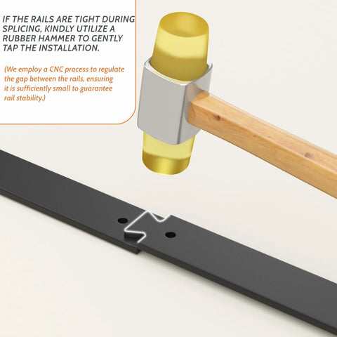 Rubber hammer tapping 52 Inch Bifold Barn Door Hardware rail during installation
