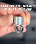 Close-up of magnetic drain plug for Hardcore Diff Cover For Dana 30 Differentials With Thick Walled Nodular Iron Construction