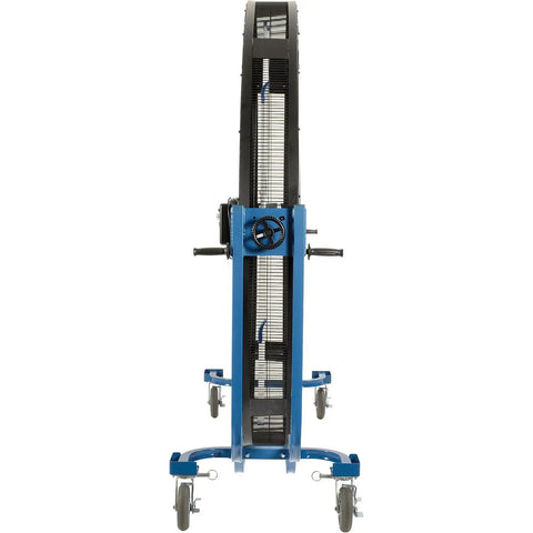 Hardcore 8 Foot Mobile Industrial Cooling Barrel Fan With Six Aluminum Blades And Variable Speed EC Motor front view on wheels
