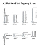 Diagram of M2 Flat Head Self Tapping Screws Set For Woodworking, Nickel Plated Carbon Steel, 800 Pieces, showing various lengths and quantities.