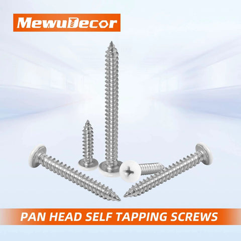 Size 8 By 2 Inch Pan Head Wood Screws Self Tapping Stainless Steel 304 50 Count for Fence Boards and Furniture