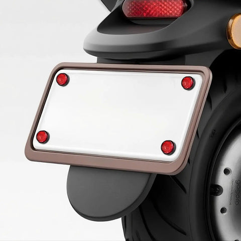 Six Pack Red Reflective Motorcycle License Plate Bolts And Nuts Kit With M5 Round Screws installed on motorcycle