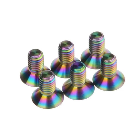 Top Shelf Gr5 Titanium Bolts M5 X 10 mm Hex Socket Countersunk Head 6 Piece Rainbow Finish lightweight fasteners in detail.
