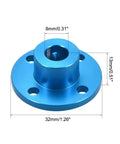 8mm Inner Diameter Rigid Flange Shaft Coupling For Motors, 16mm Outer Diameter, blue aluminum with measurements.