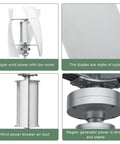 Vertical Wind Turbine Generator Kit 600W 24V With Charge Controller For Marine RV Home Use Low Noise Operation Easy Install